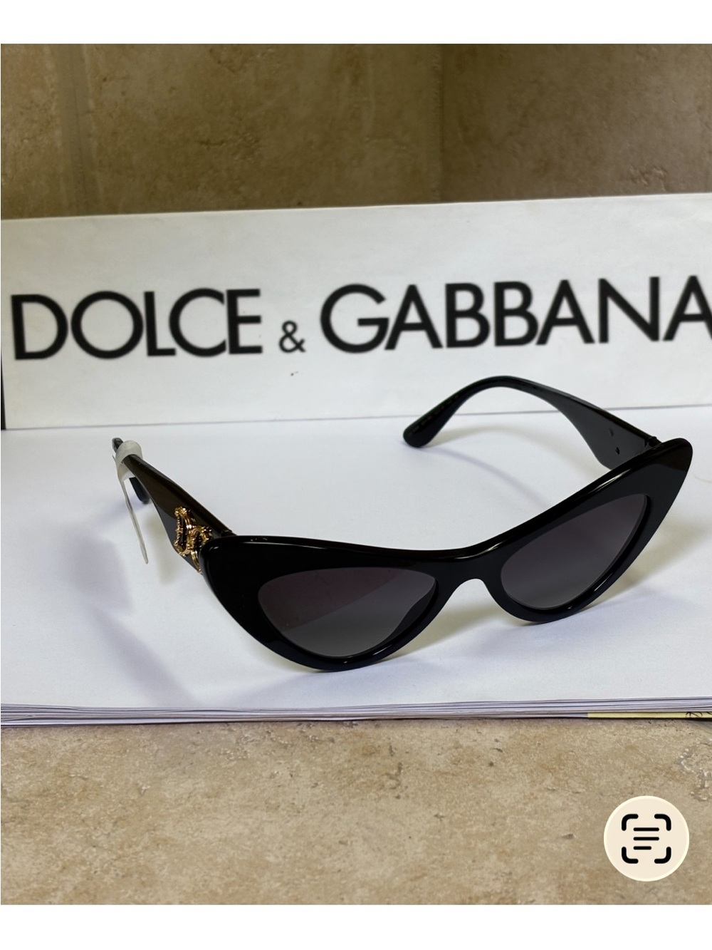 New Dolce & Gabbana DG4368 501/8G Black Cat-Eye Sunglasses with Dark Lenses